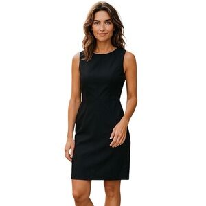 NWT JayGodfrey Black Crinkle Sleeveless Sheath Midi Classic Chic Dress 8